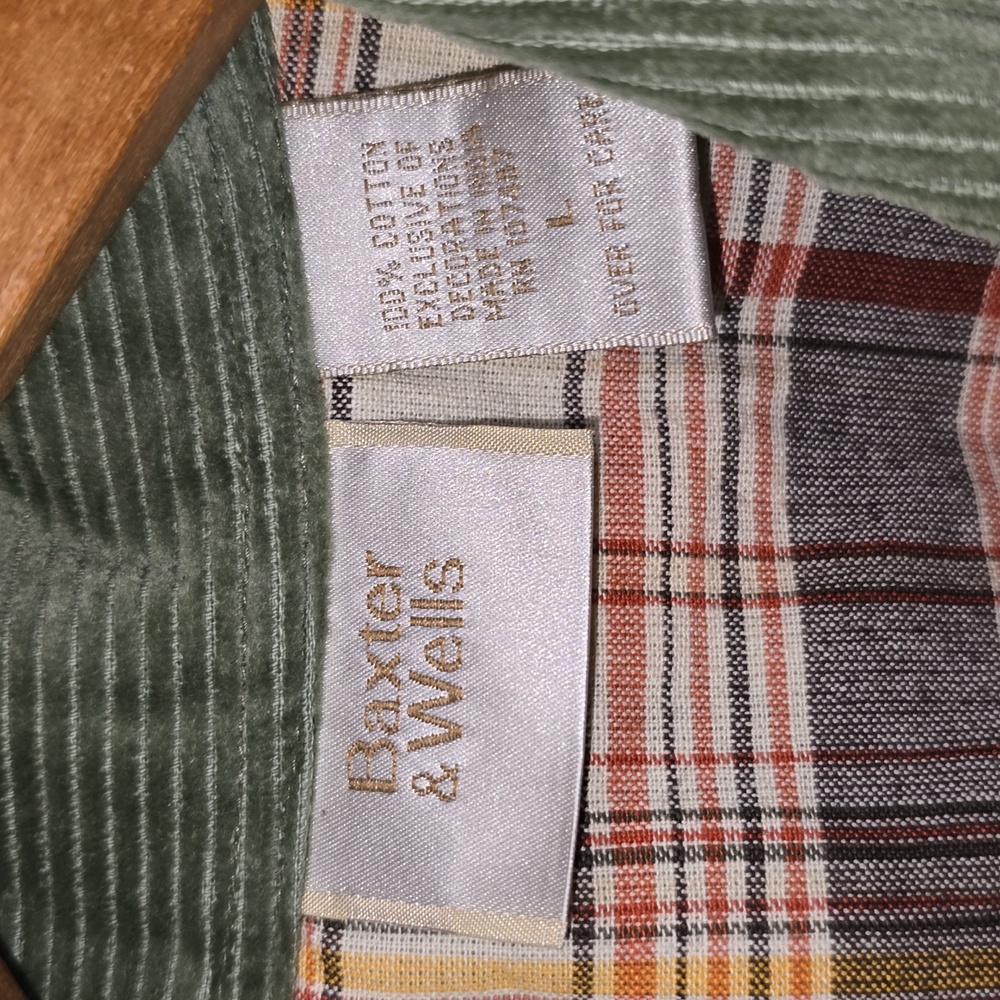 VTG Baxter & Wells Cotton Green Corduroy Fall Vest Womens Size Large - Picture 9 of 14